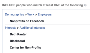 Nonprofit technology targeting on Facebook