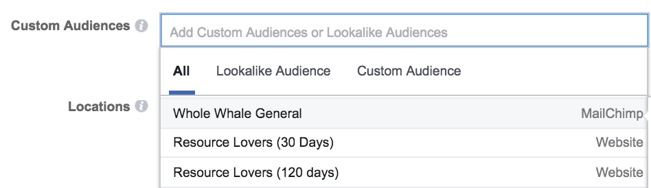 facebook retargeting audience location