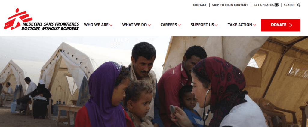 Doctors Without Borders website nav