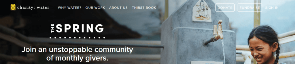 Charity: Water use of donate button