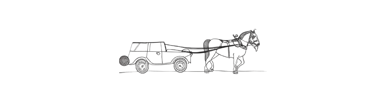 horse pulling car